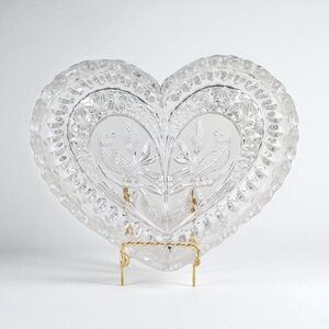 Vintage Hofbauer Byrdes Crystal Heart Dish: Lovebirds Design